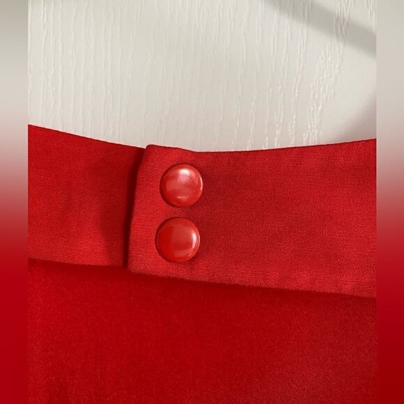 Alice + Olivia Asymmetrical Side Ruffle Open Back Fitted Dress Bright Poppy XS 0 - Picture 11 of 16